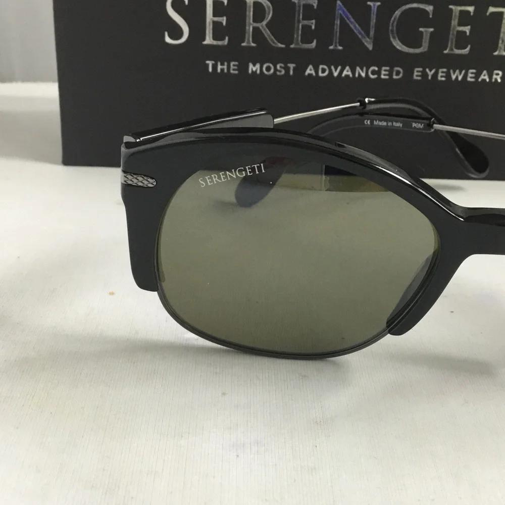 Serengeti Vinita Polarized Men's Black Sunglasses with Green-Tinted Lenses